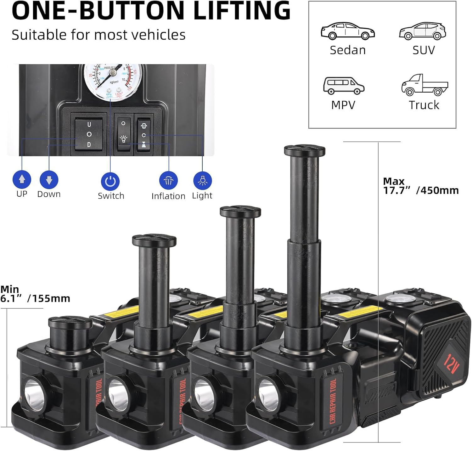 Electric Car Jack kit 5 Ton 12 - đánh giá và giá Hydraulic Car Lift